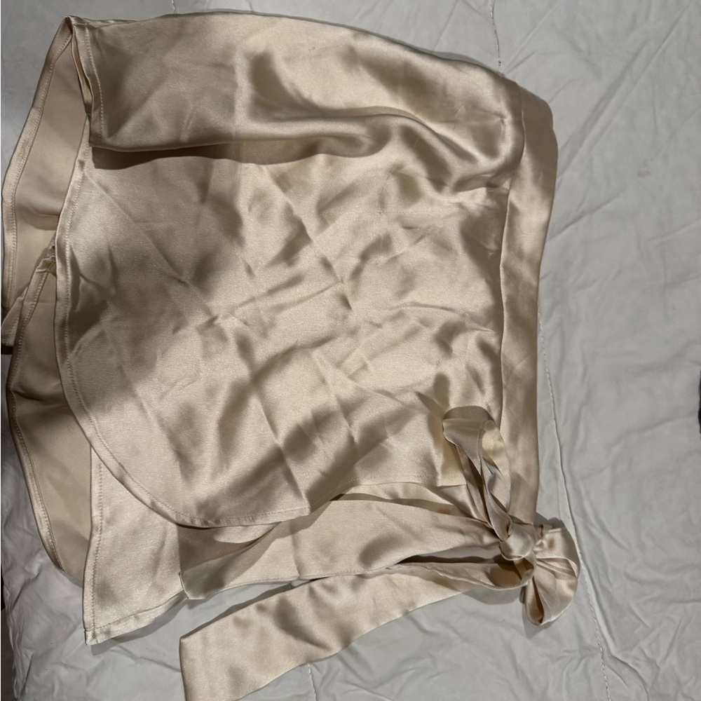 Elegant Cream Satin Wrap Skort